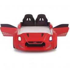 Дитяче ліжко машина GTR Red 190х90 см з підсвіткою, музикою, шкіряний салон, пультом